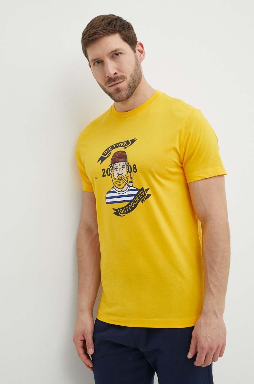 Picture tricou din bumbac Chuchie barbati, culoarea galben, cu imprimeu, MTS1140 Picture tricou din bumbac Chuchie barbati, culoarea galben, cu imprimeu, MTS1140