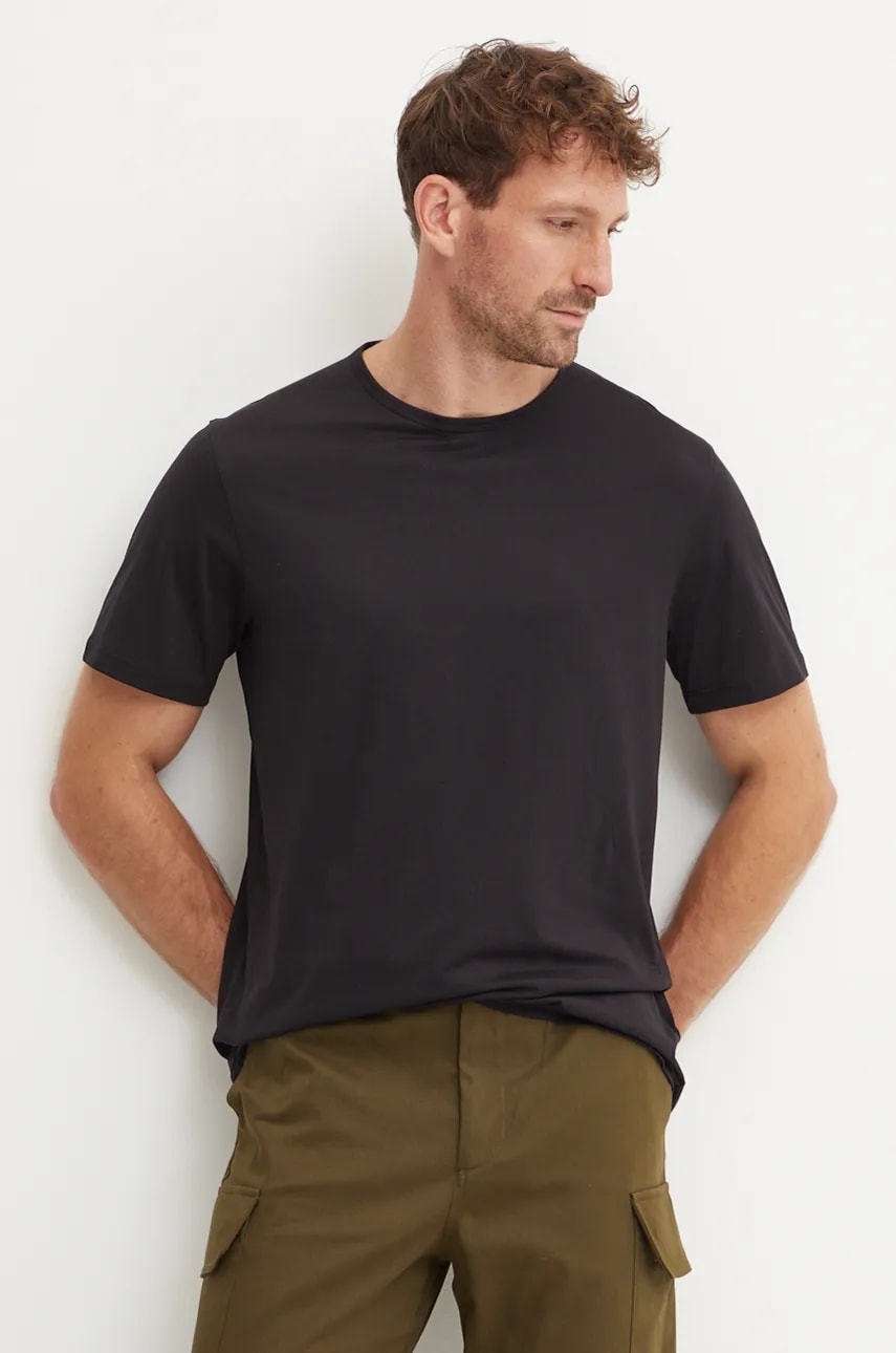 Theory tricou din bumbac barbati, culoarea negru, neted