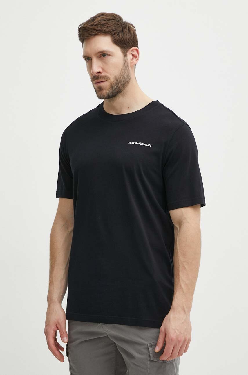 Βαμβακερό μπλουζάκι Peak Performance ανδρικά, χρώμα: μαύρο φωτογραφία