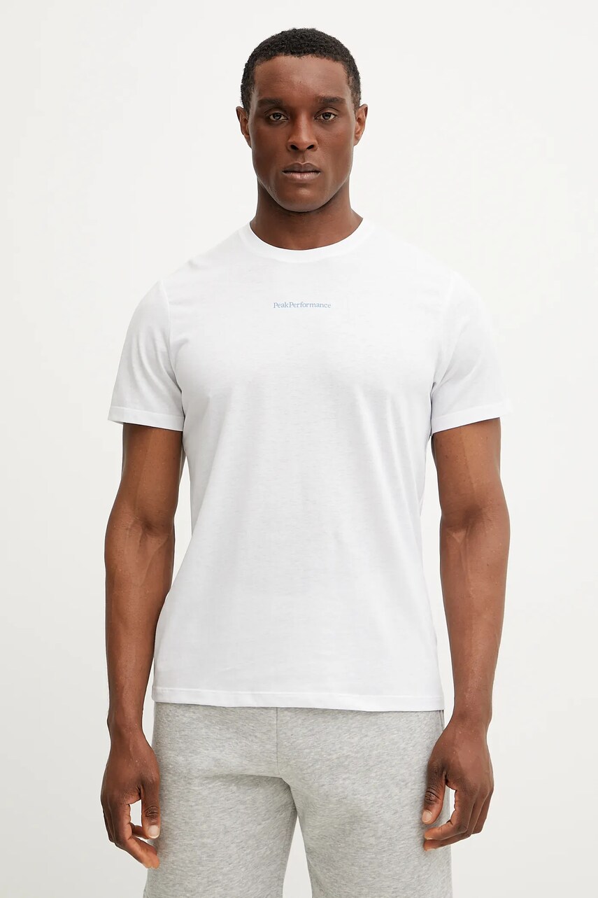 Peak Performance tricou barbati, culoarea alb, cu imprimeu