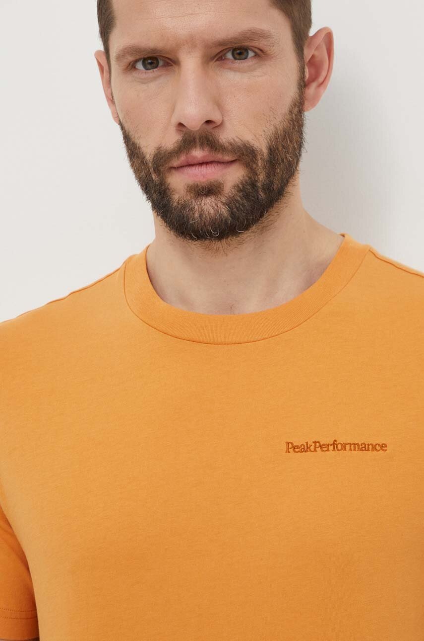 Βαμβακερό μπλουζάκι Peak Performance ανδρικά, χρώμα: πορτοκαλί φωτογραφία