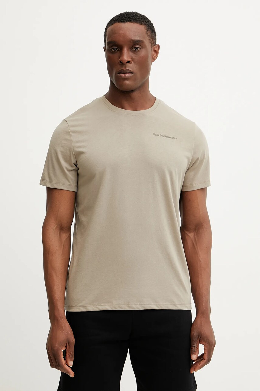 Peak Performance tricou barbati, culoarea maro, neted