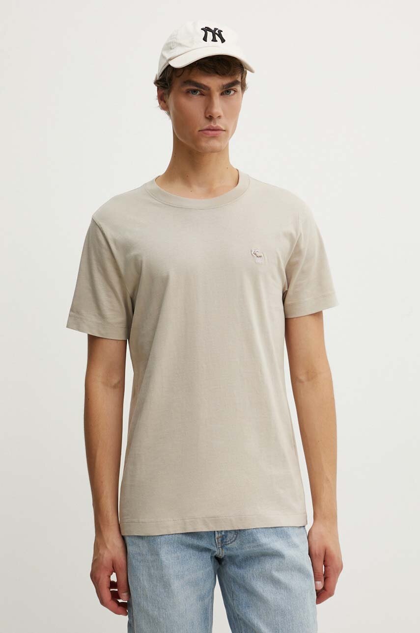 

Памучна тениска Abercrombie & Fitch в бежово с изчистен дизайн, Бежов