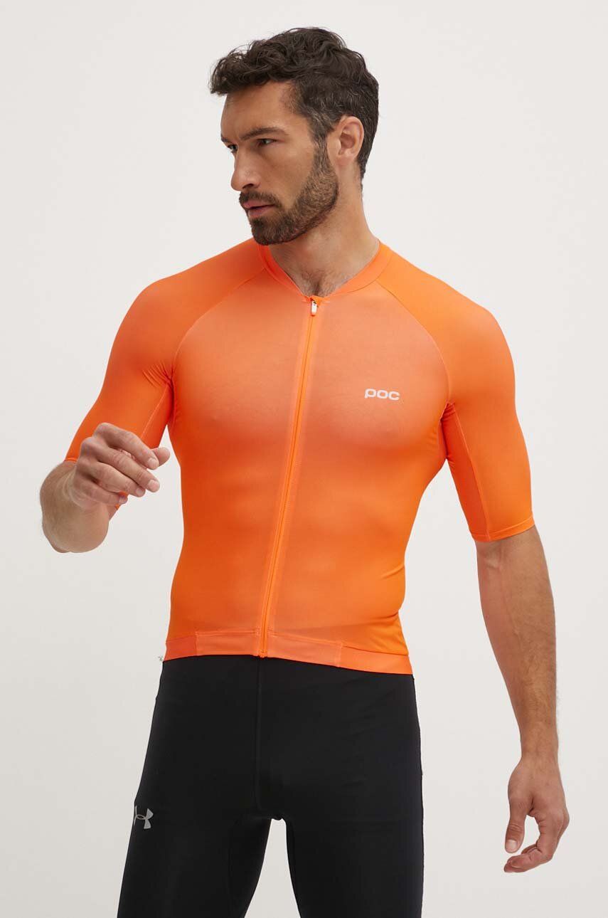 POC tricou de ciclism Pristine Jersey culoarea portocaliu, neted