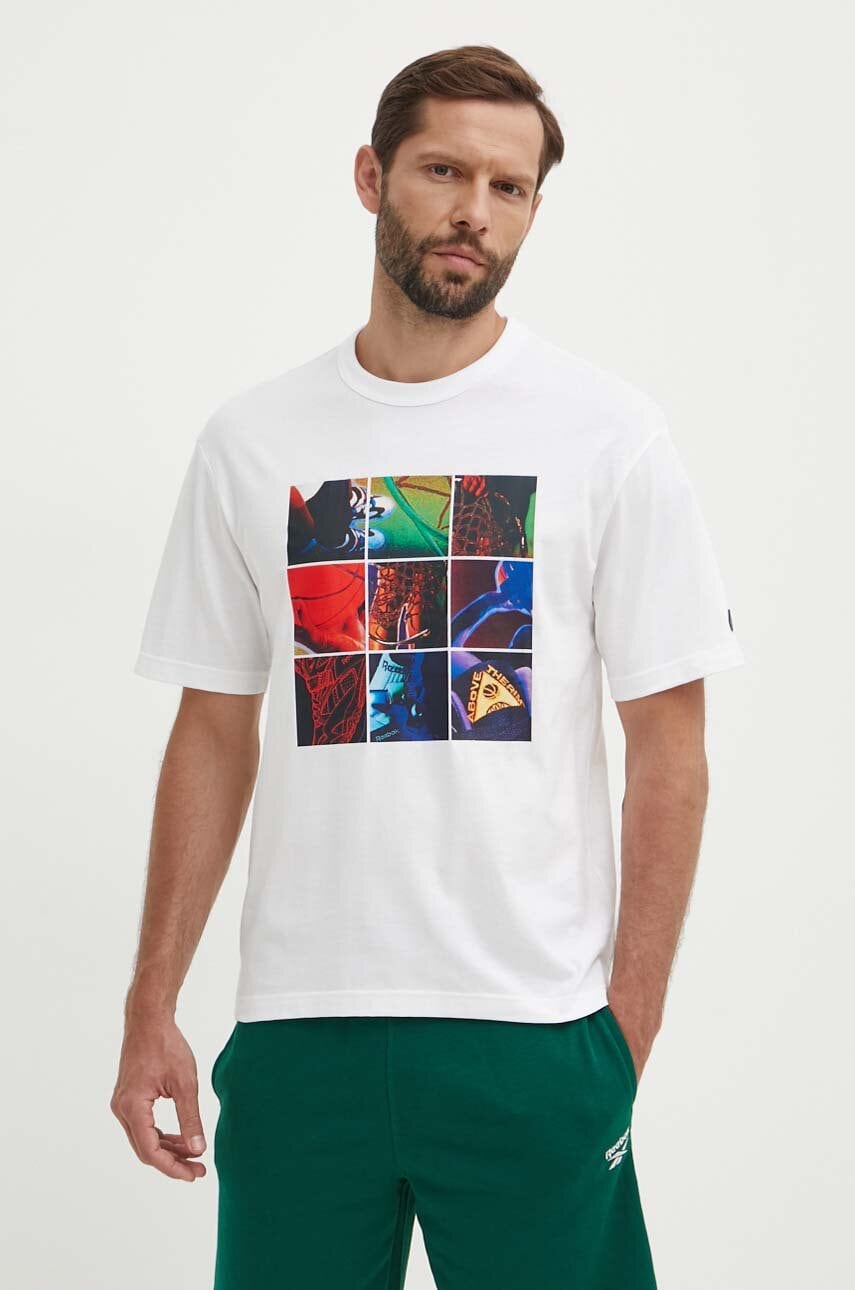 Reebok Classic tricou din bumbac Basketball barbati, culoarea alb, cu imprimeu, 100075803