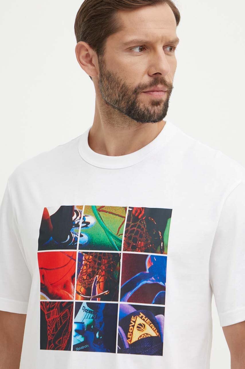 Βαμβακερό μπλουζάκι Reebok Classic Basketball ανδρικό, χρώμα: άσπρο, 100075803 φωτογραφία