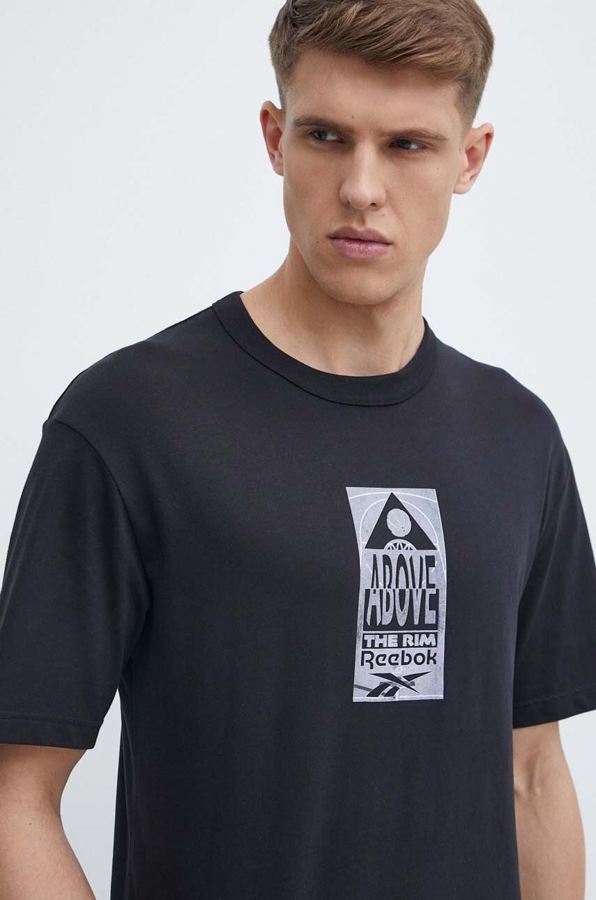 Reebok Classic tricou din bumbac Basketball barbati, culoarea negru, cu imprimeu, 100075504