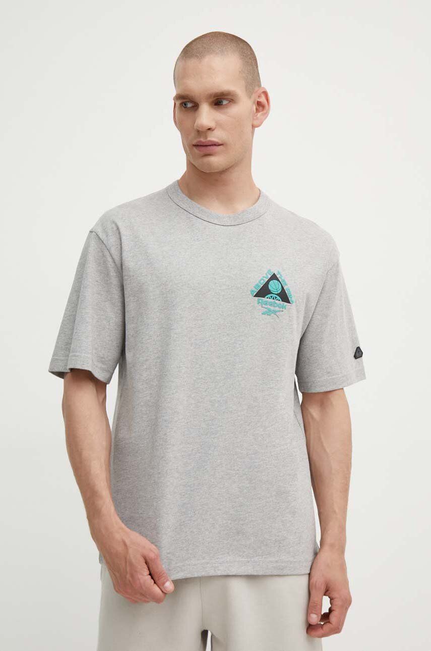 Reebok Classic tricou din bumbac Basketball barbati, culoarea gri, cu imprimeu, 100075810