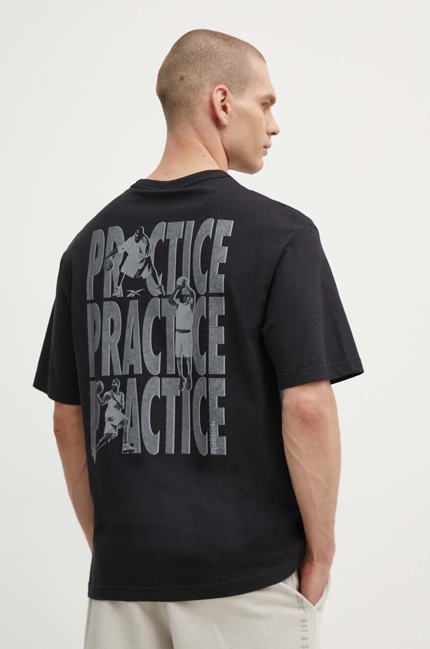 

Памучна тениска Reebok Classic Basketball в черно с принт 100075806, Черен