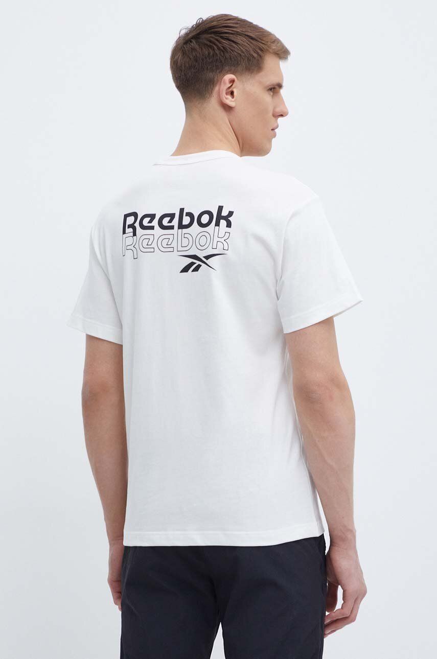 Levně Bavlněné tričko Reebok Brand Proud béžová barva, s potiskem, 100076380