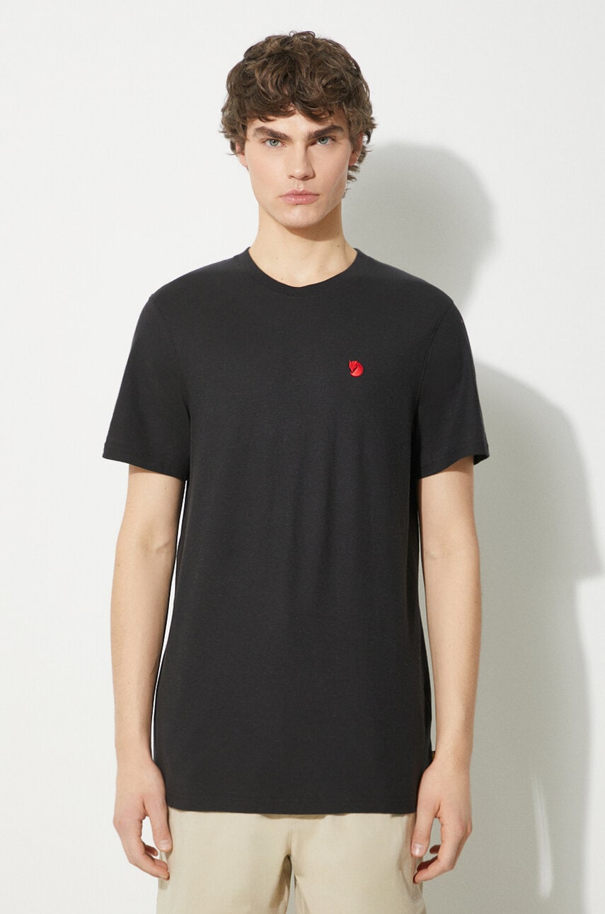 Fjallraven tricou Hemp Blend T-shirt M barbati, culoarea negru, cu imprimeu, F12600215.550