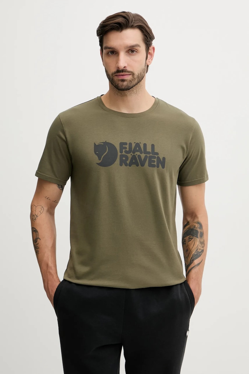 Fjallraven tricou Fjällräven Logo T-shirt M barbati, culoarea verde, modelator, F87310.625