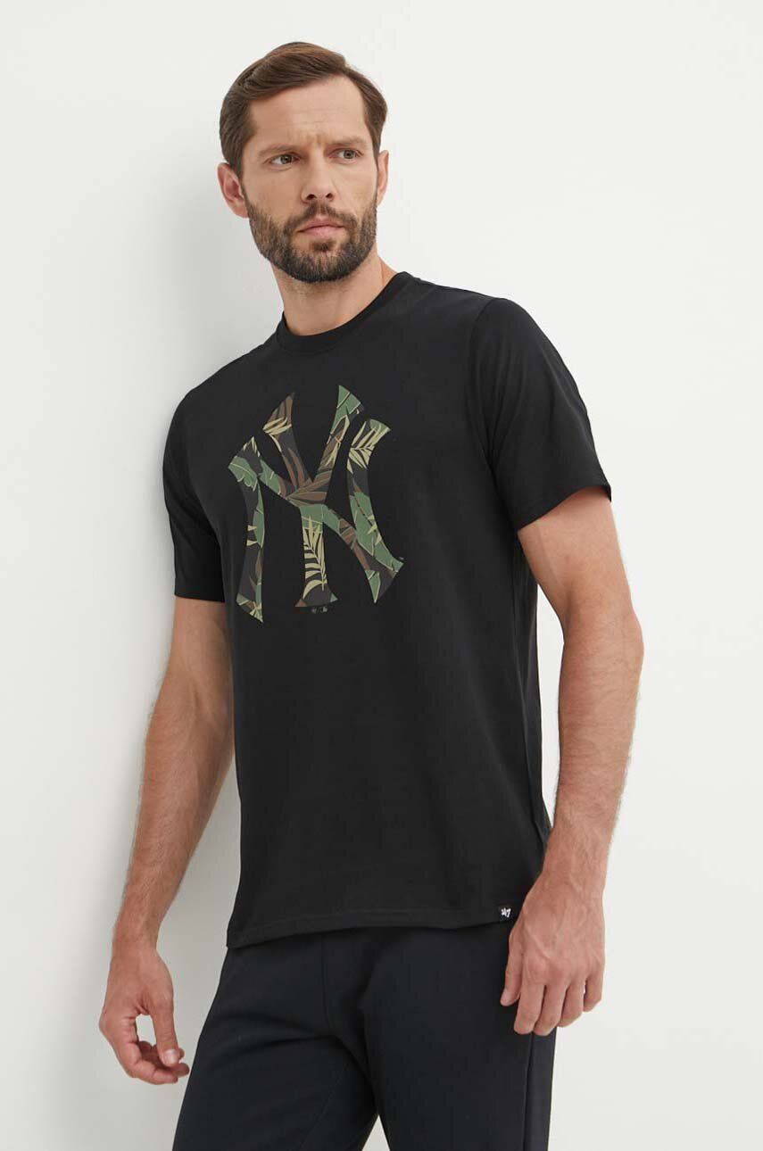 47 brand tricou din bumbac MLB New York Yankees barbati, culoarea negru, cu imprimeu, BB017TEMECH610489JK