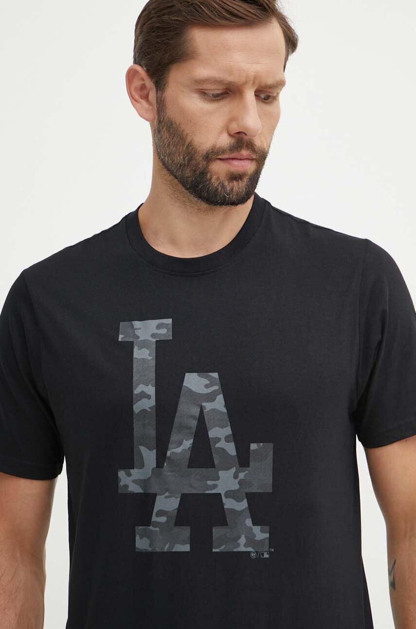 47 brand tricou din bumbac MLB Los Angeles Dodgers barbati, culoarea negru, cu imprimeu, BB012TEMECH608510JK 47 brand tricou din bumbac MLB Los Angeles Dodgers barbati, culoarea negru, cu imprimeu, BB012TEMECH608510JK