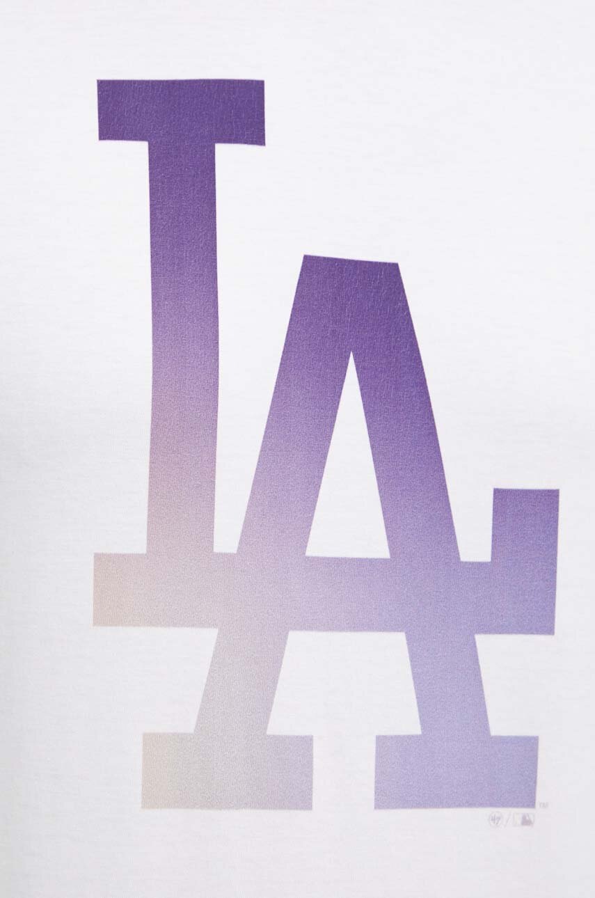 Βαμβακερό μπλουζάκι 47 brand MLB Los Angeles Dodgers ανδρικό, χρώμα: άσπρο, BB012TEMECH618800WW φωτογραφία