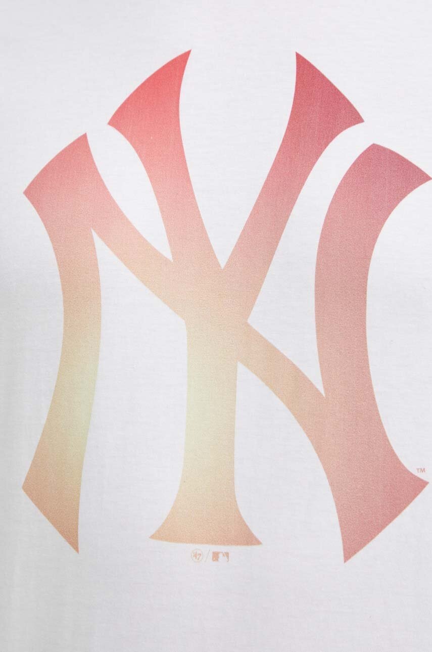 Βαμβακερό μπλουζάκι 47 brand MLB New York Yankees ανδρικό, χρώμα: άσπρο, BB017TEMECH618798WW φωτογραφία