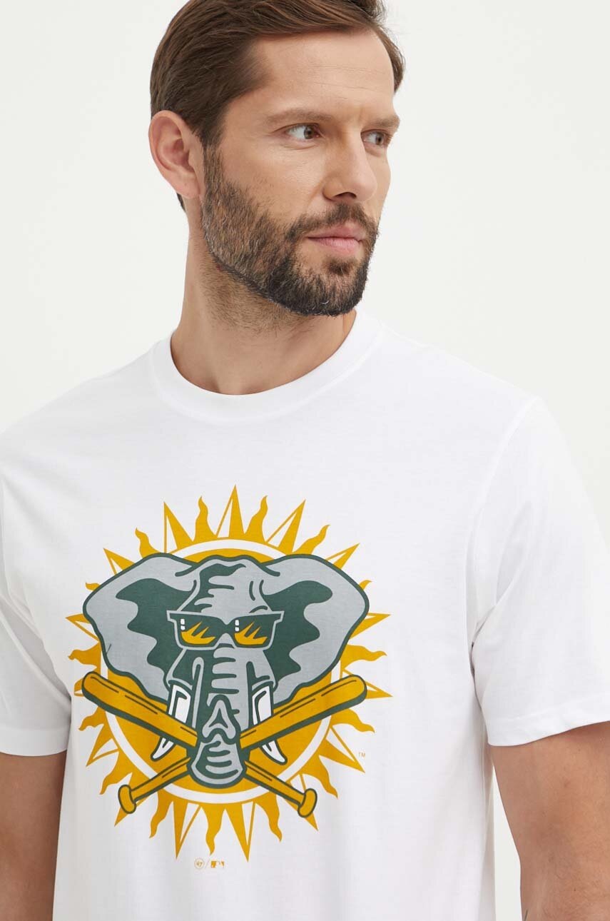 Βαμβακερό μπλουζάκι 47 brand MLB Oakland Athletics ανδρικό, χρώμα: άσπρο, BC018TEMECH615133WW φωτογραφία