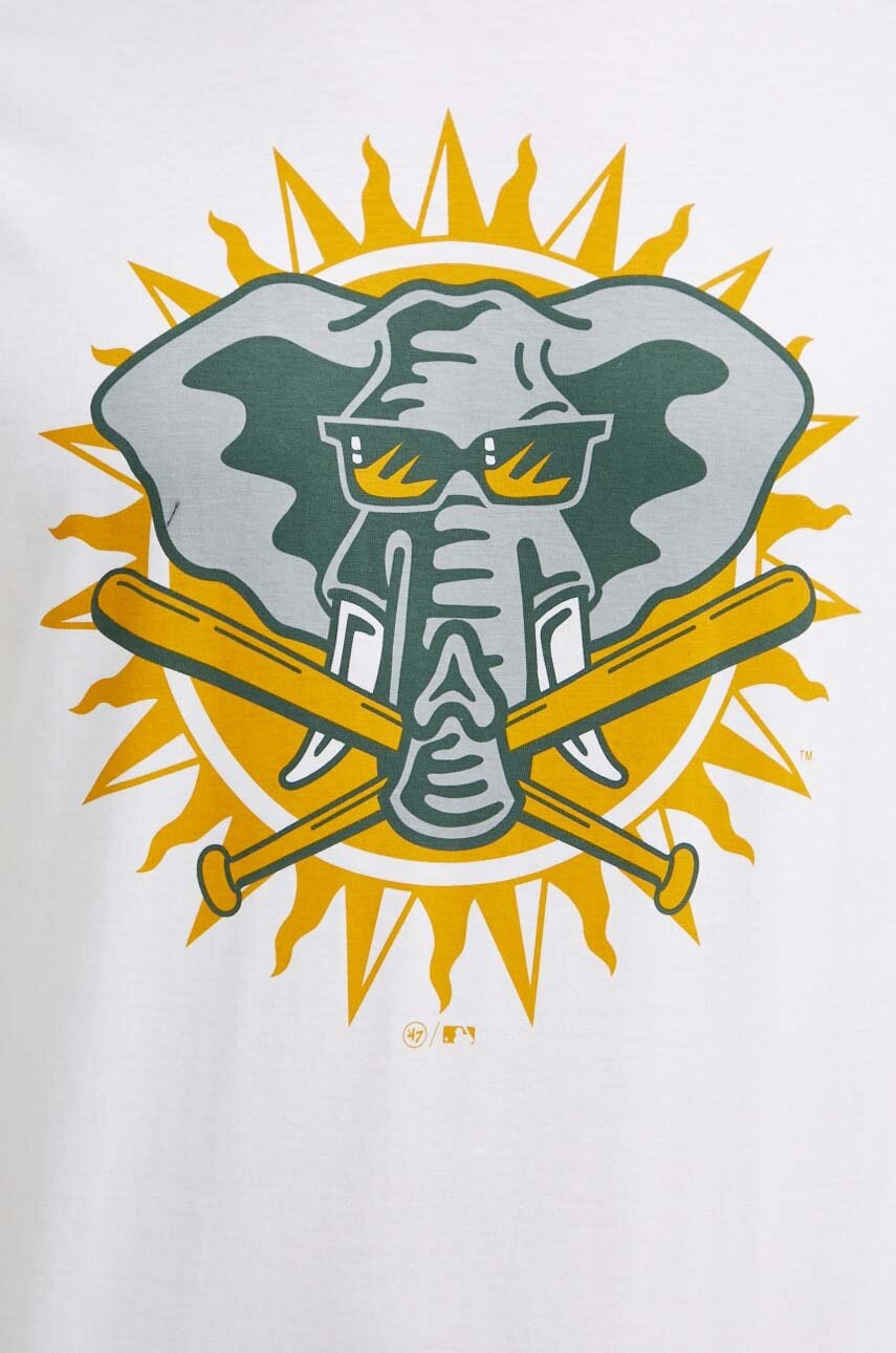 Βαμβακερό μπλουζάκι 47 brand MLB Oakland Athletics ανδρικό, χρώμα: άσπρο, BC018TEMECH615133WW φωτογραφία