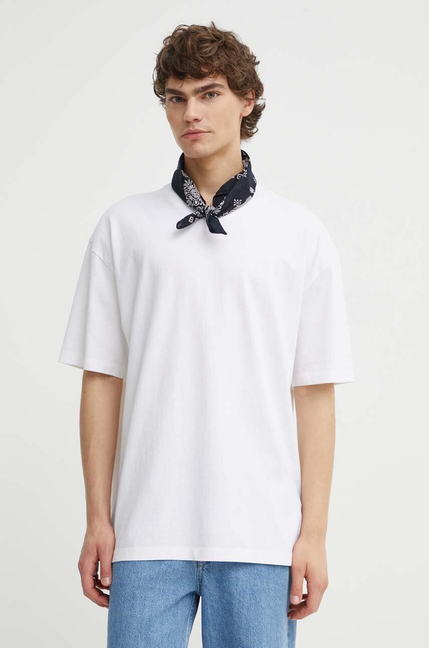AllSaints tricou din bumbac MONTANA SS CREW barbati, culoarea alb, neted, MD510Z