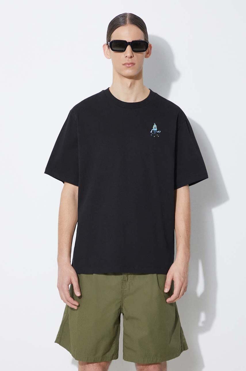 ICECREAM tricou din bumbac Team Eu Skate Cone barbati, culoarea negru, cu imprimeu, IC24132 ICECREAM tricou din bumbac Team Eu Skate Cone barbati, culoarea negru, cu imprimeu, IC24132