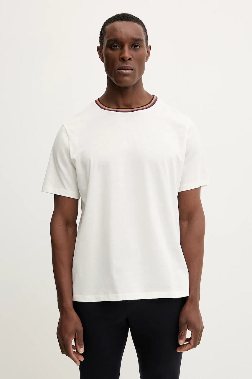 Paul Smith tricou din bumbac barbati, culoarea bej, neted, M1R-697PS-H00084