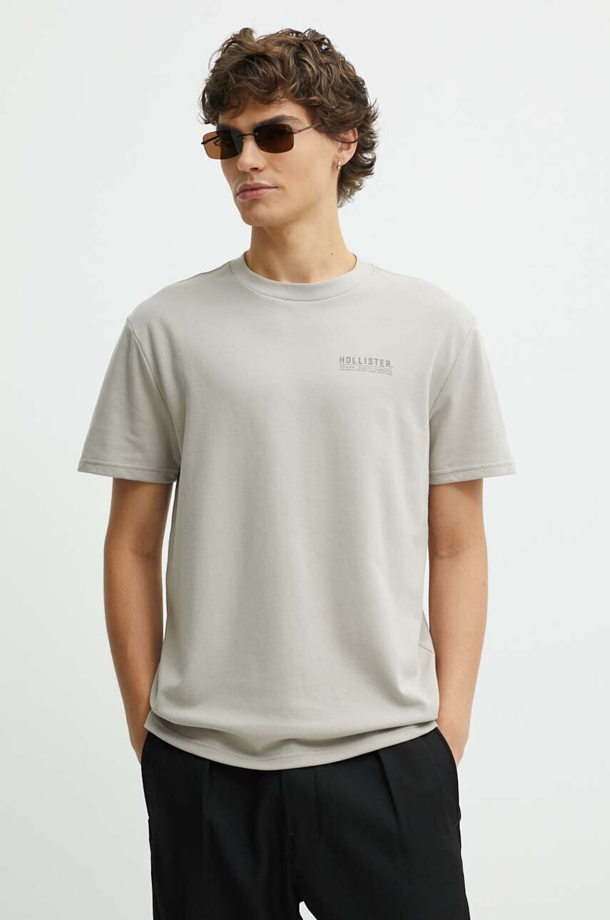 

Тениска Hollister Co. в кафяво с принт, Кафяв
