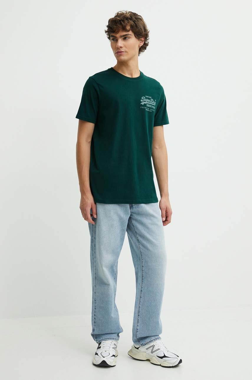 Μπλουζάκι Superdry χρώμα: πράσινο, M1011979A-9VK φωτογραφία