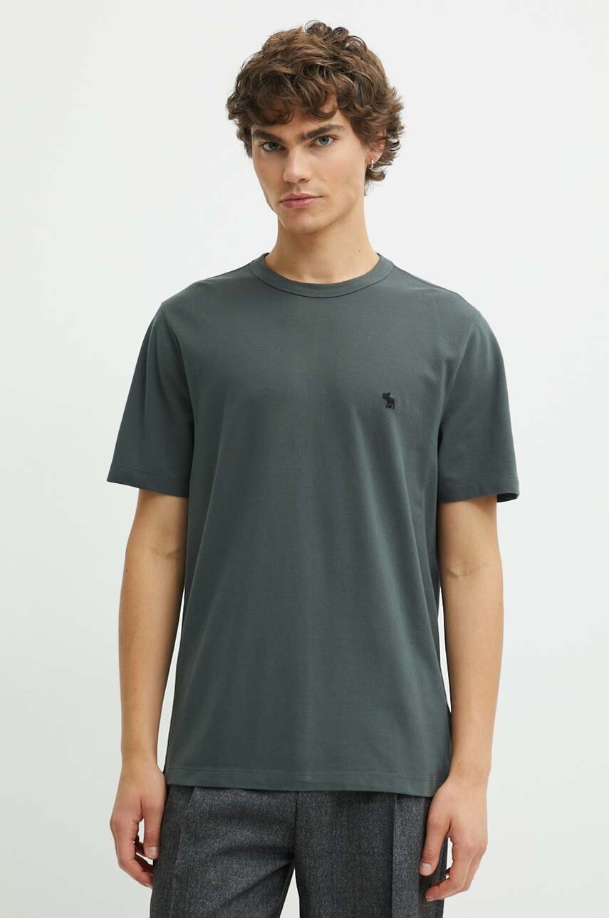 Abercrombie & Fitch tricou barbati, culoarea verde, neted, KI124-4099-300