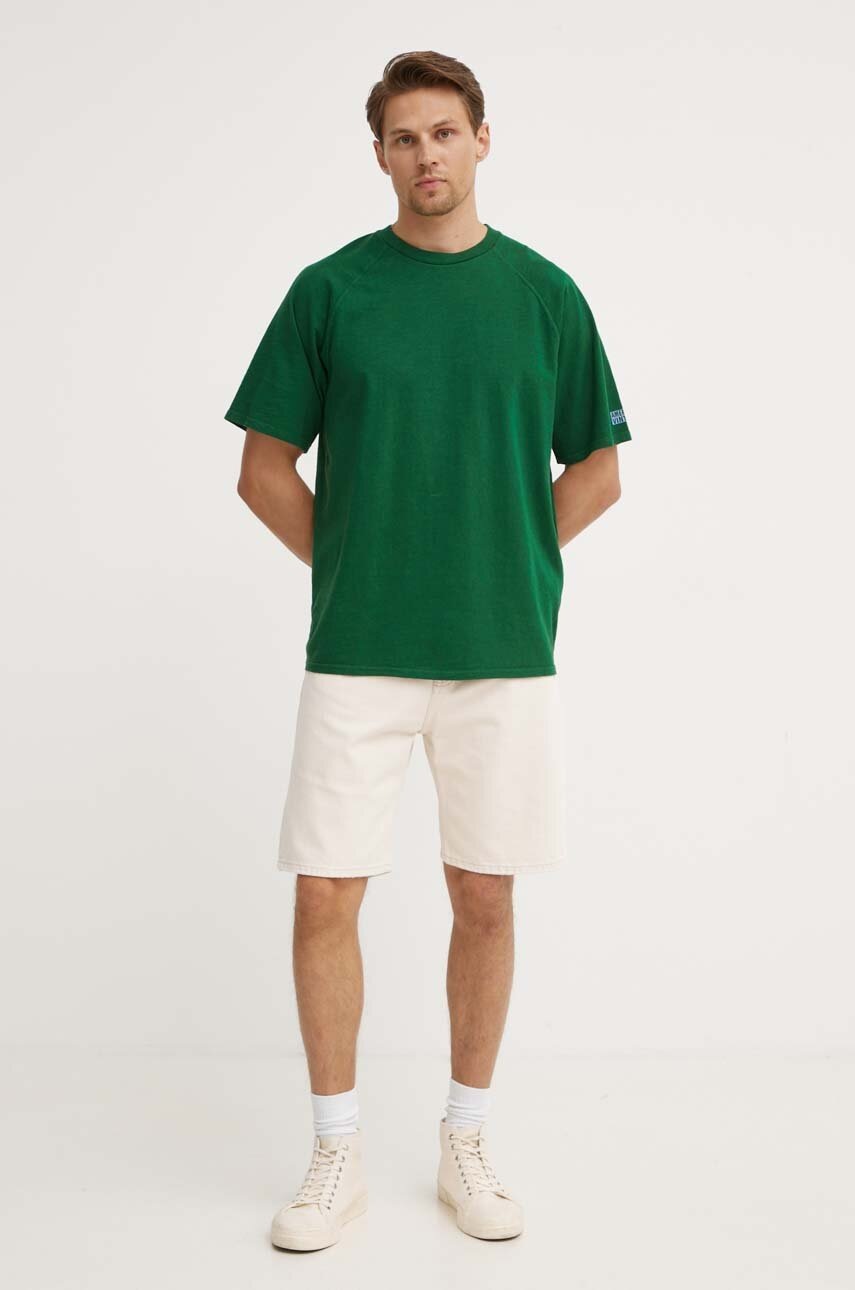 Βαμβακερό μπλουζάκι American Vintage TEE-SHIRT MC COL ROND ανδρικό, χρώμα: πράσινο, MLAW02DE24 φωτογραφία