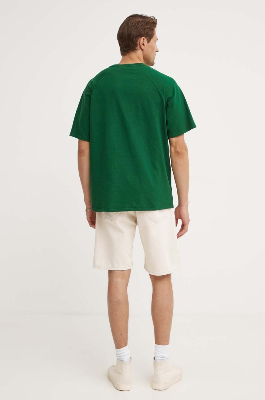 Βαμβακερό μπλουζάκι American Vintage TEE-SHIRT MC COL ROND ανδρικό, χρώμα: πράσινο, MLAW02DE24 φωτογραφία