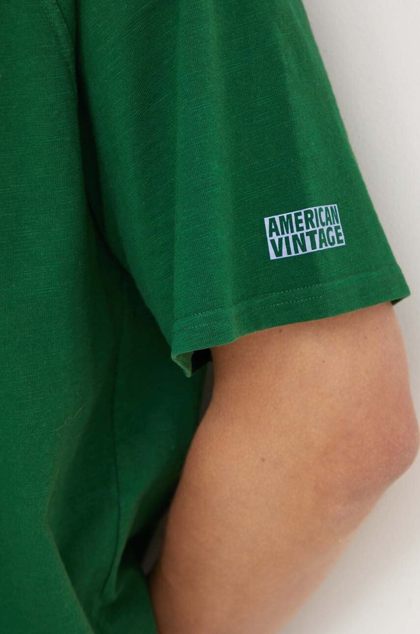 Βαμβακερό μπλουζάκι American Vintage TEE-SHIRT MC COL ROND ανδρικό, χρώμα: πράσινο, MLAW02DE24 φωτογραφία