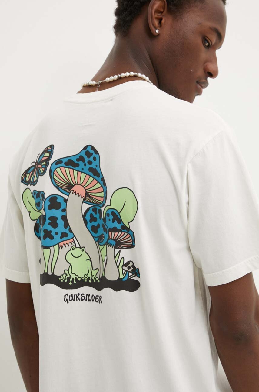 

Памучна тениска Quiksilver HARSH в бежово с принт AQYZT09763, Бежов