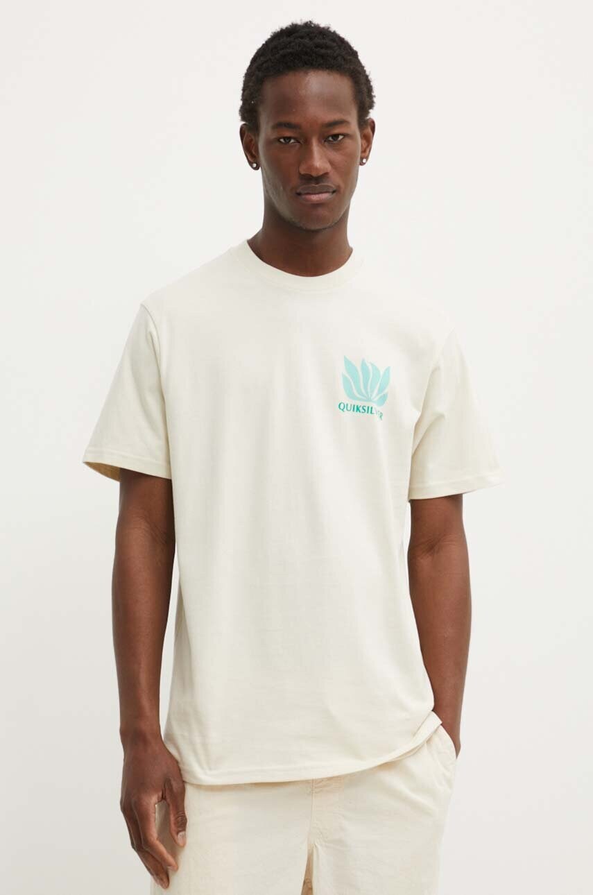 

Памучна тениска Quiksilver NATURAL FORMS в бежово с принт AQYZT09759, Бежов