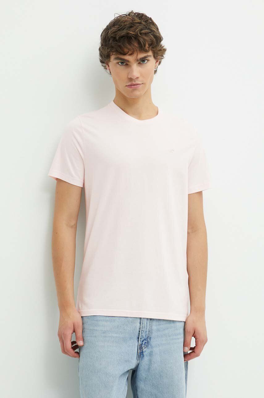 Hollister Co. tricou din bumbac barbati, culoarea roz, neted, KI324-4089