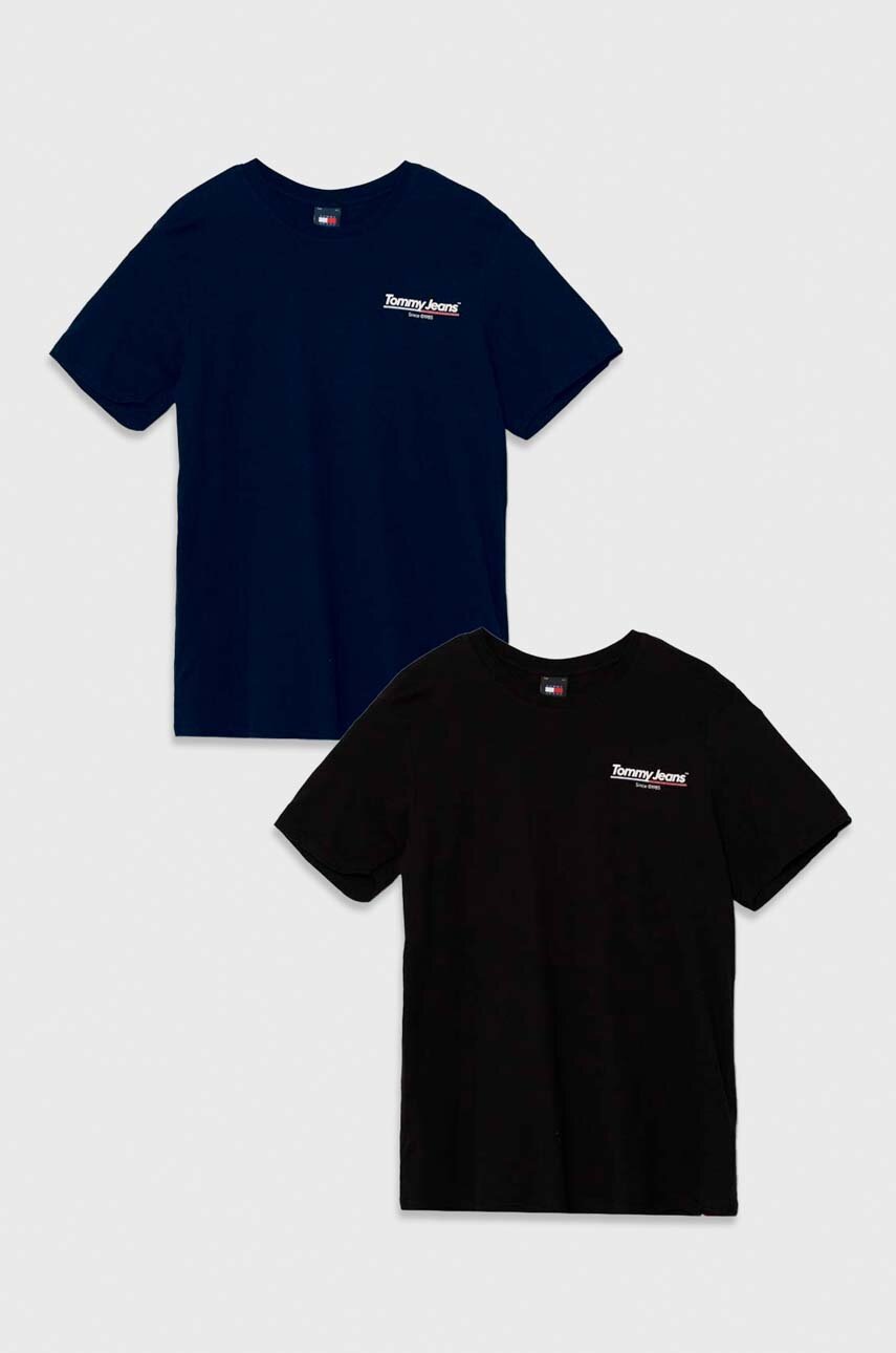 

Памучна тениска Tommy Jeans (2 броя) в черно с принт DM0DM18975, Черен