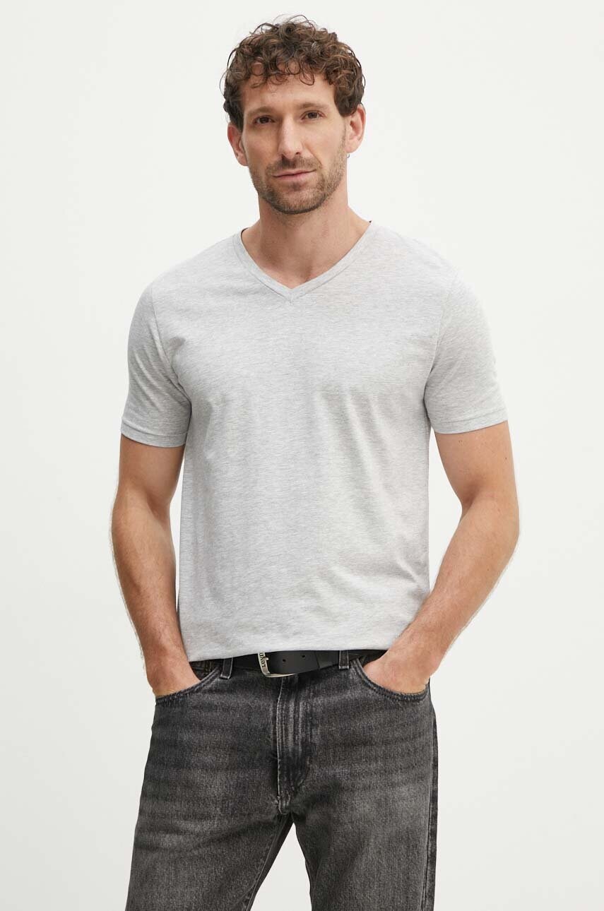 Lindbergh tricou barbati, culoarea gri, melanj, 30-48001E