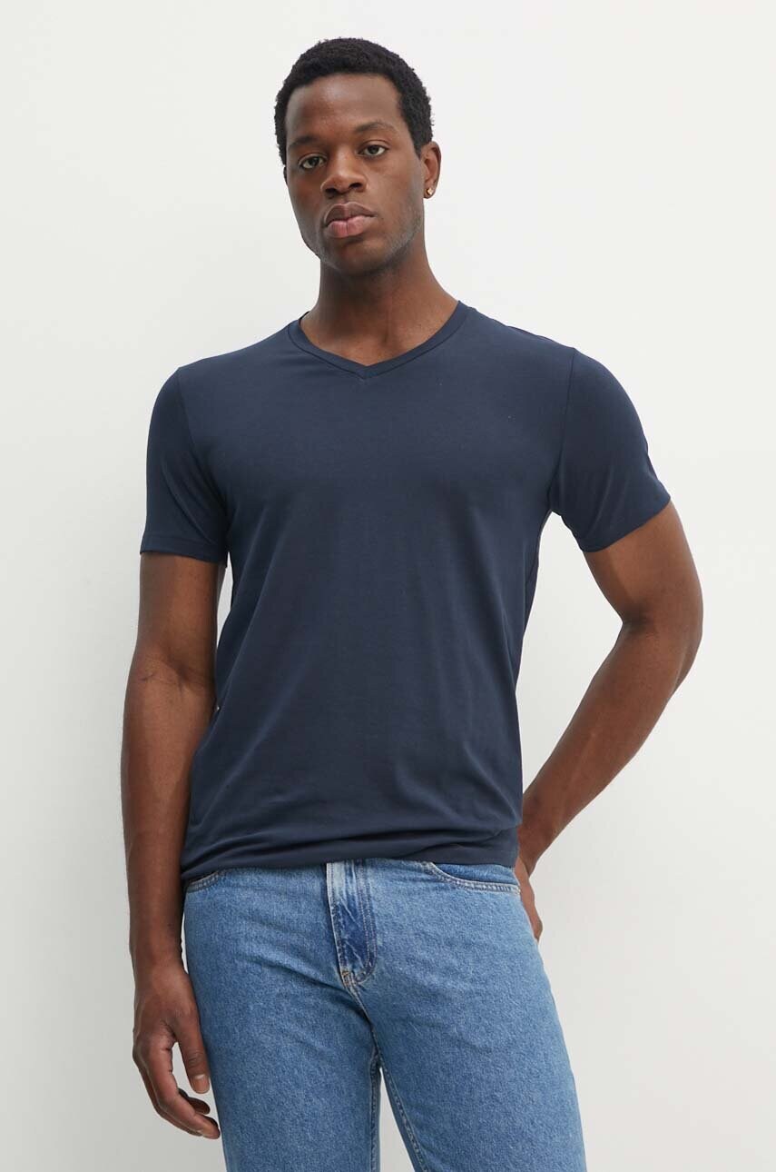 Lindbergh tricou barbati, culoarea albastru marin, neted, 30-48001E
