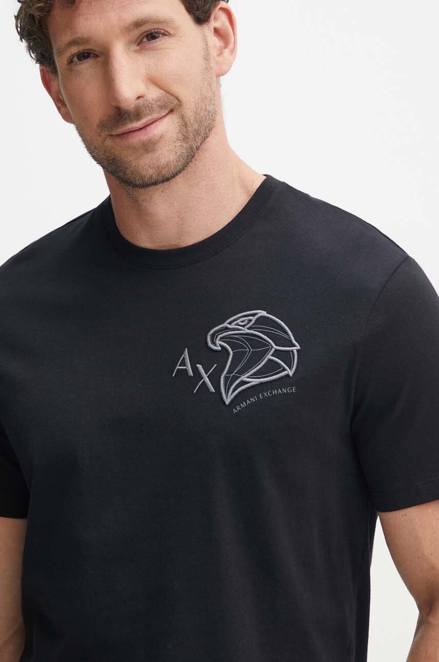 

Памучна тениска Armani Exchange в черно с апликация 3DZTHL ZJ9TZ, Черен