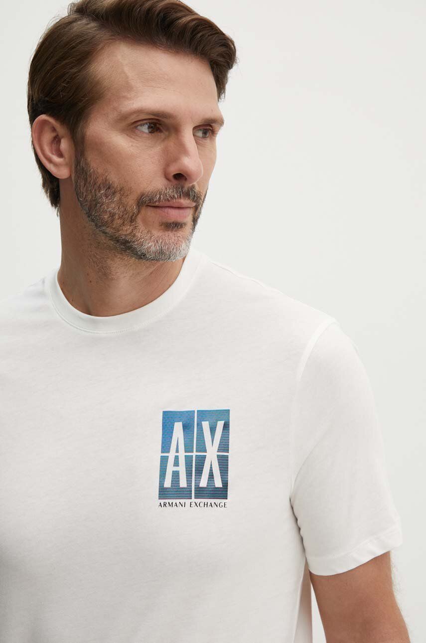 Bavlněné tričko Armani Exchange béžová barva, s aplikací, 3DZTJU ZJH4Z