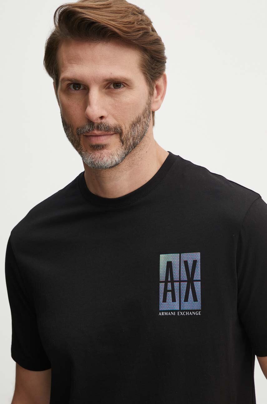 

Памучна тениска Armani Exchange в черно с апликация 3DZTJU ZJH4Z, Черен