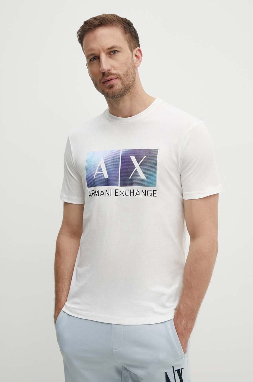 

Памучна тениска Armani Exchange в бежово с принт 3DZTJB ZJBYZ, Бежов