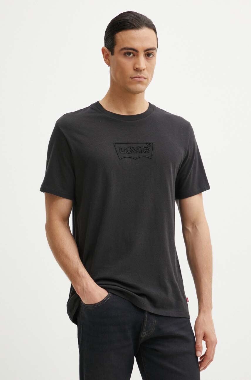 Levi's tricou din bumbac barbati, culoarea negru, cu imprimeu, 22491