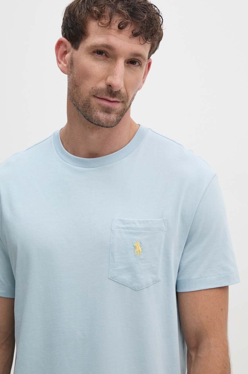 

Памучна тениска Polo Ralph Lauren в синьо с изчистен дизайн 710704248, Син