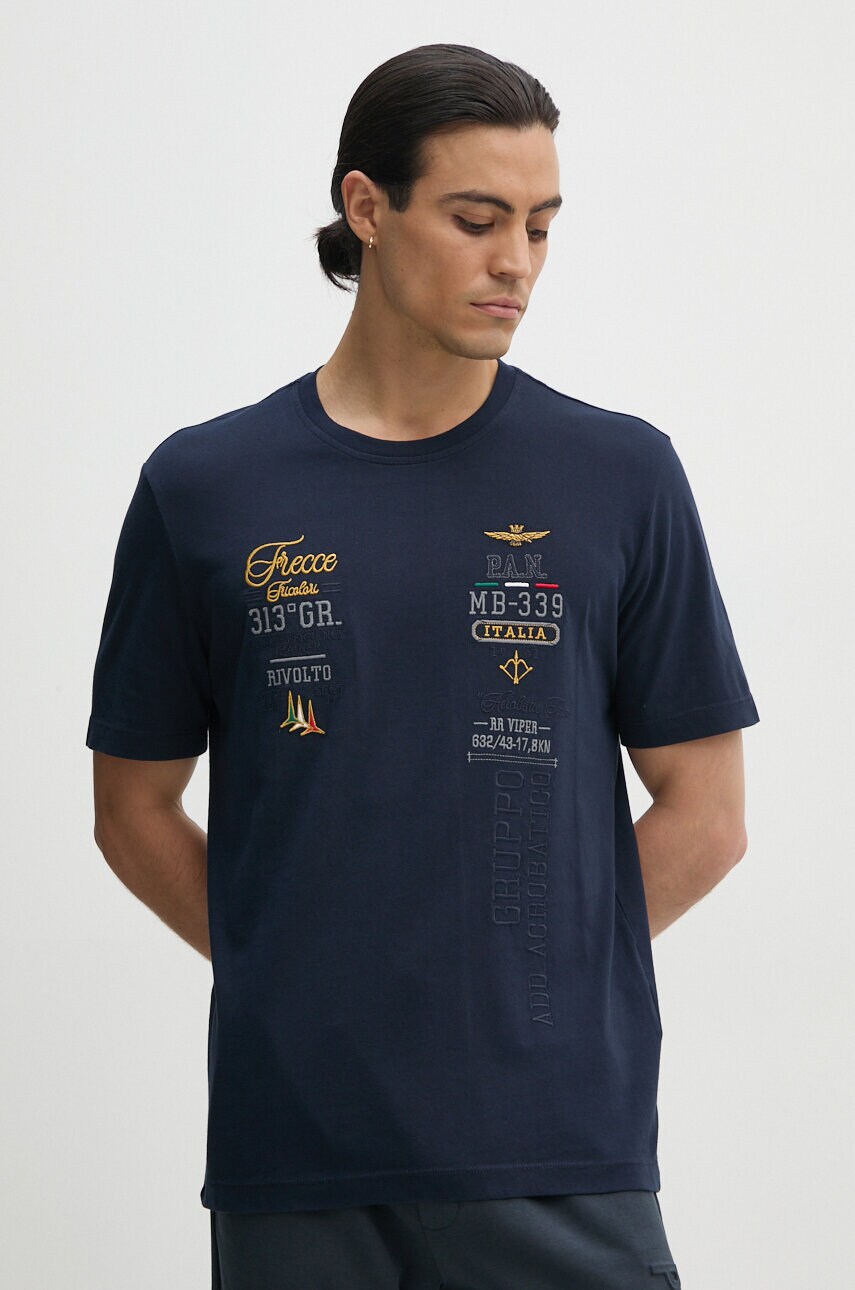 

Памучна тениска Aeronautica Militare в тъмносиньо с апликация TS2226J635, Тъмносин