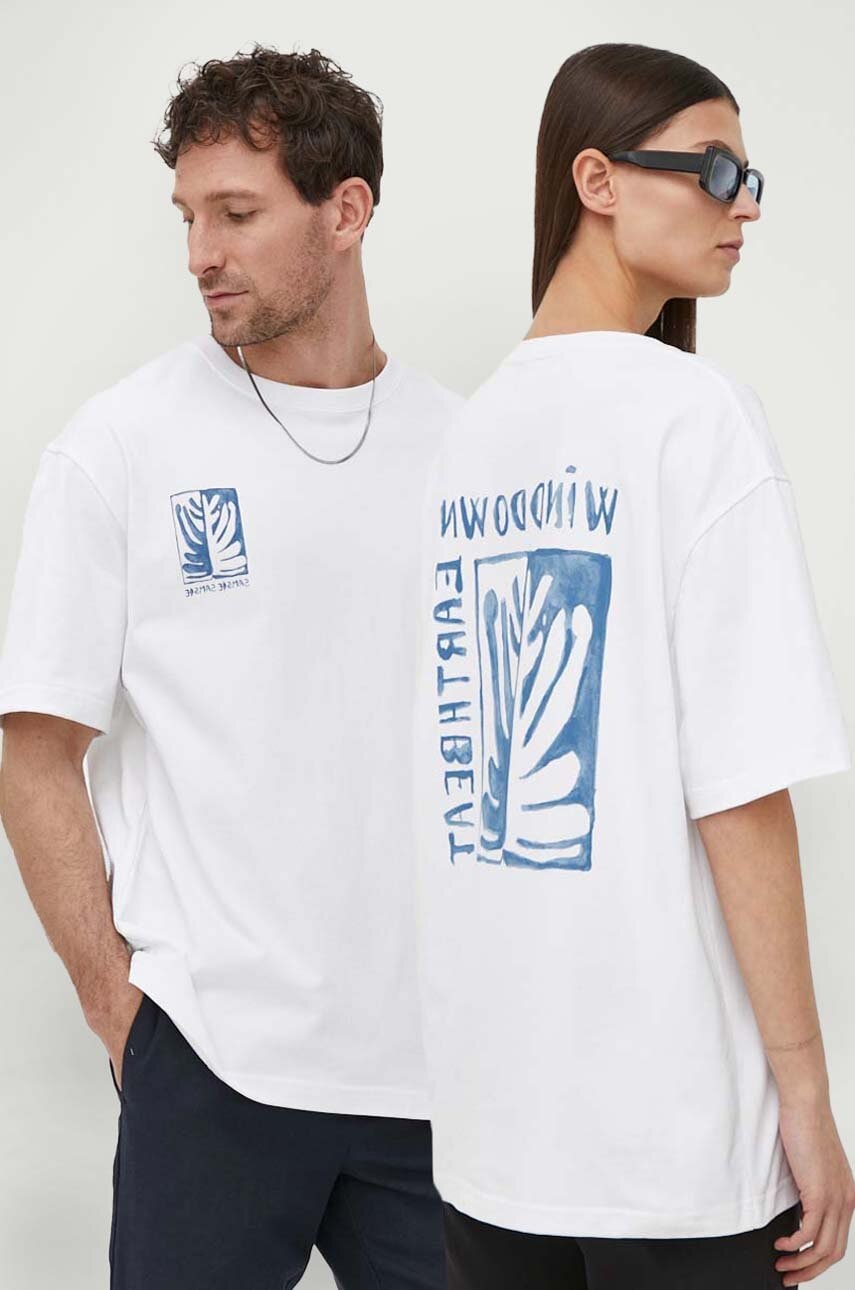 Samsoe Samsoe tricou din bumbac culoarea alb, cu imprimeu Samsoe Samsoe tricou din bumbac culoarea alb, cu imprimeu