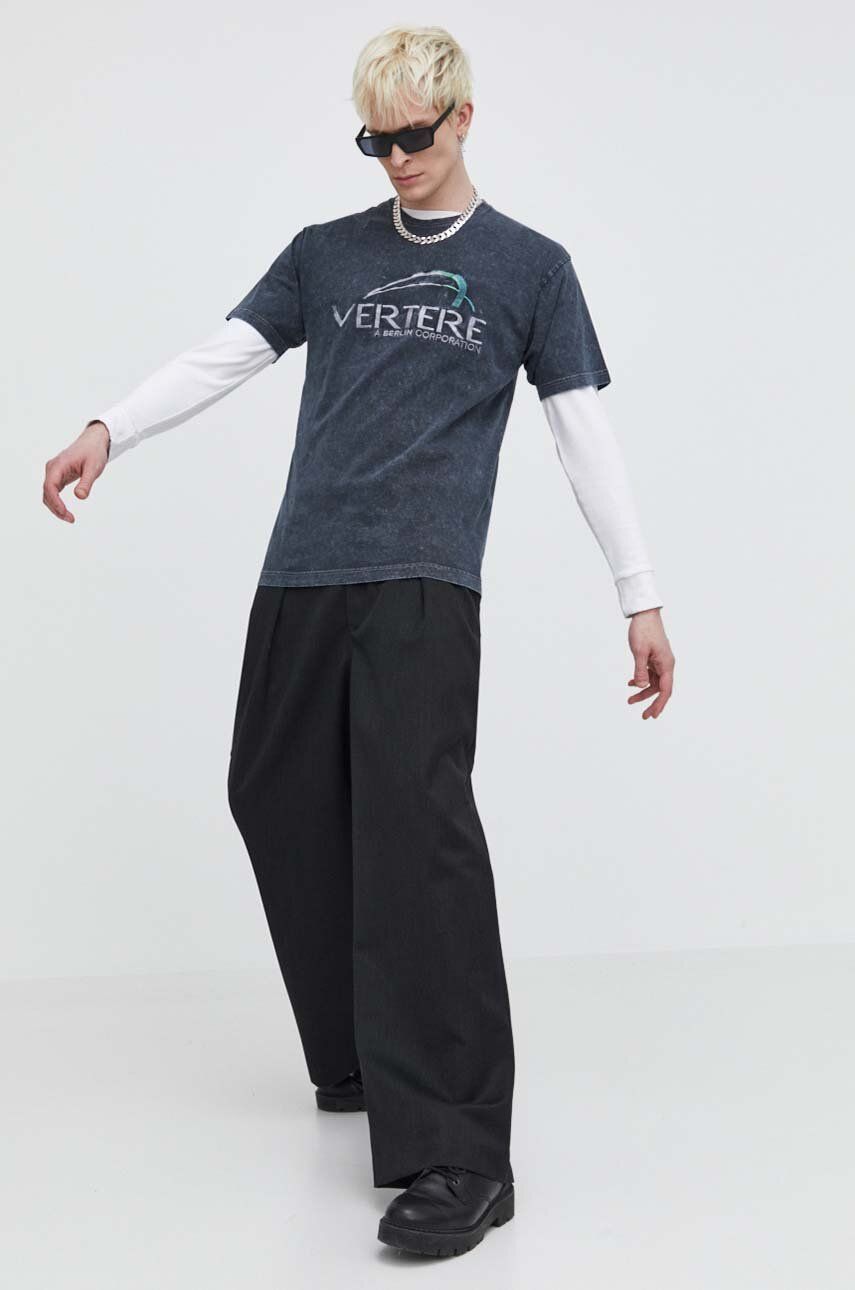 Vertere Berlin tricou din bumbac CORPORATE culoarea gri, cu imprimeu, VER T235