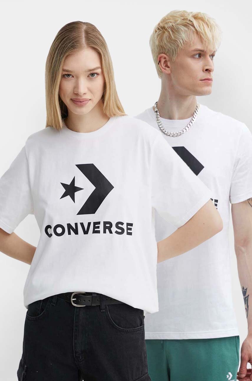Converse tricou din bumbac culoarea alb, cu imprimeu