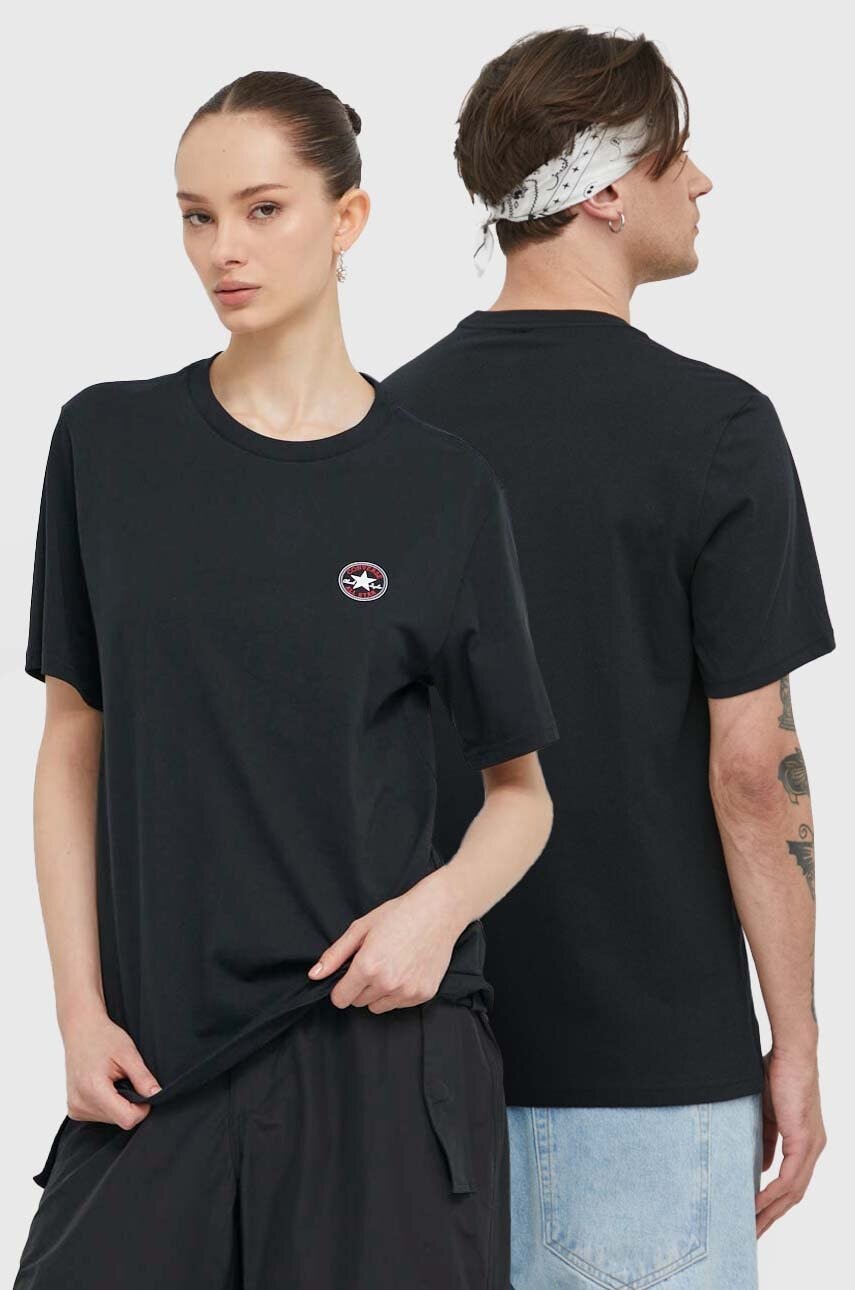 Converse tricou din bumbac culoarea negru, cu imprimeu