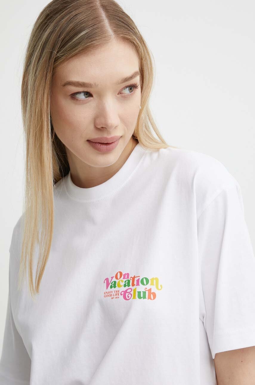 Βαμβακερό μπλουζάκι On Vacation Enjoy Enjoy χρώμα: άσπρο, OVC T150 OVC T150 φωτογραφία