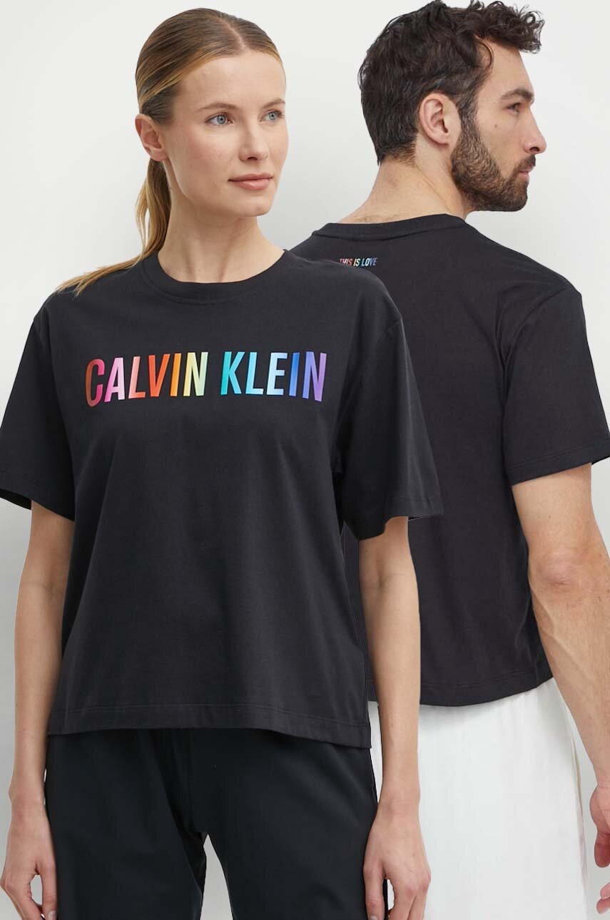 

Тениска за трениране Calvin Klein Performance в черно с принт, Черен